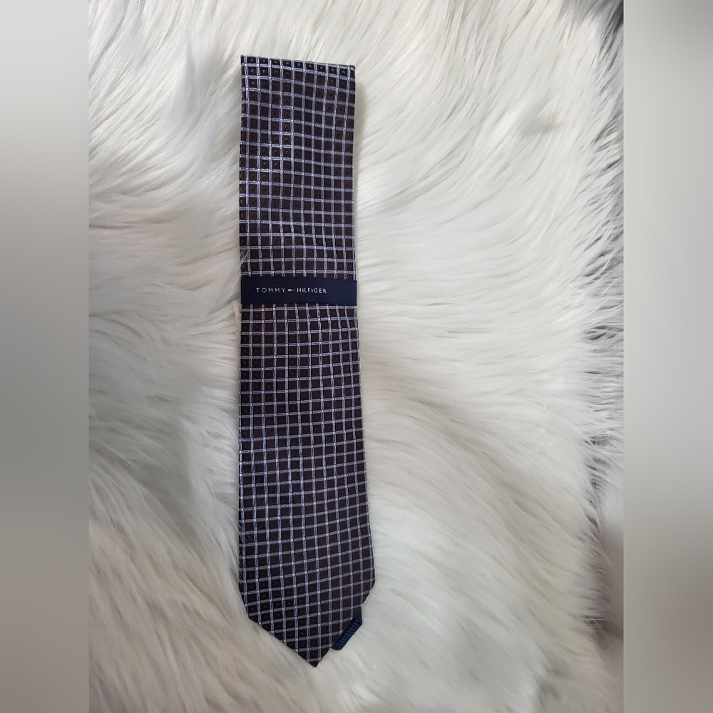 Tommy Hilfiger Blue and White Grid Men's Tie
